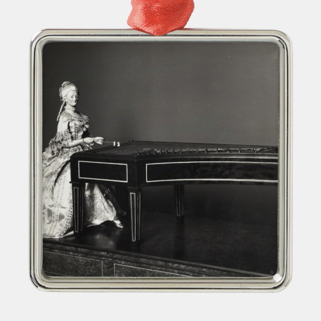 Dulcimer-Spieler Silbernes Ornament (Vorne)