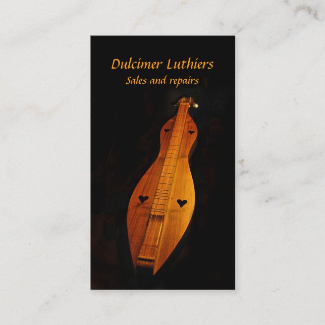 Dulcimer-Verkäufe und Reparaturen Visitenkarte (Vorderseite)