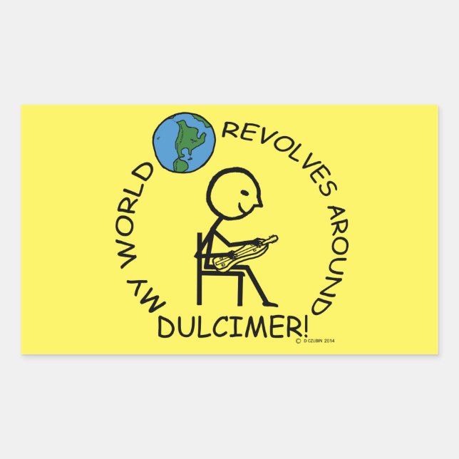 Dulcimer - Welt dreht sich um den rechteckigen Tic Rechteckiger Aufkleber (Vorderseite)