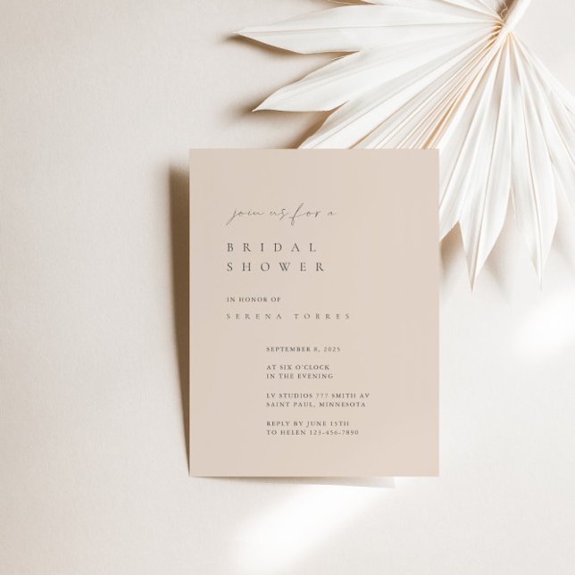 Dull Pink Minimalistisch Bridal Dusche Einladung (Dull Pink Minimalist Bridal Shower Invitation)