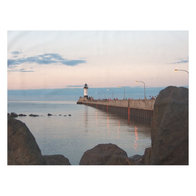 Duluth Hafen North Pier Leichte Tischdecke (Vorderseite (Horizontal))