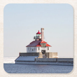 Duluth Harbour South Breakwater Leuchtturm Rechteckiger Pappuntersetzer