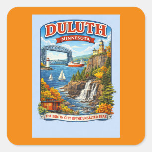 Duluth Minnesota Souvenir-Aufkleber – Lake Superio Quadratischer Aufkleber