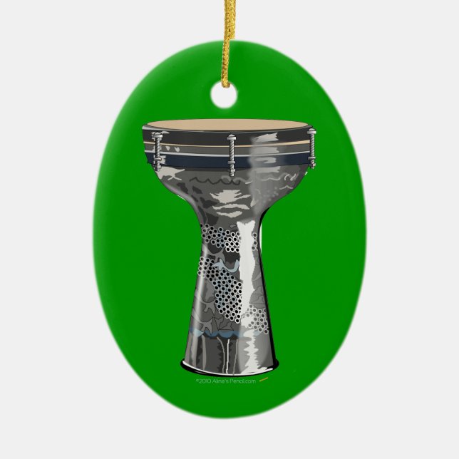 Dumbek Doumbek Darbuka Trommel-Grün-Verzierung Keramikornament (Vorne)