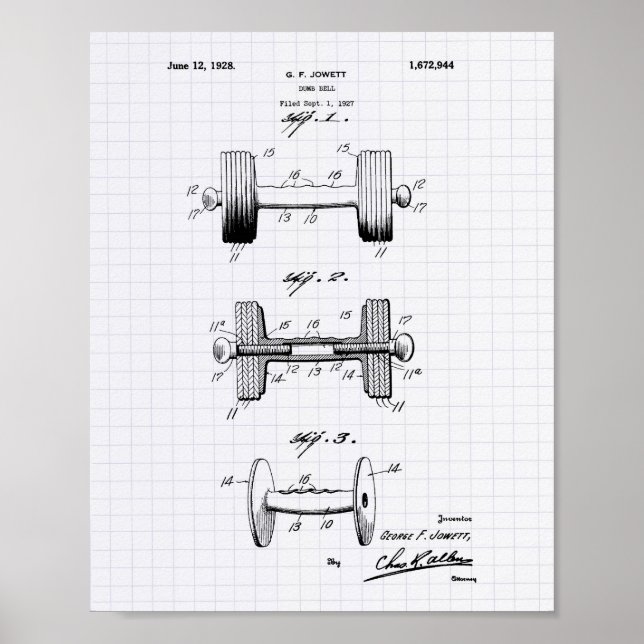 Dumbell 1928 Patentkunst - Pflaster Poster (Vorne)