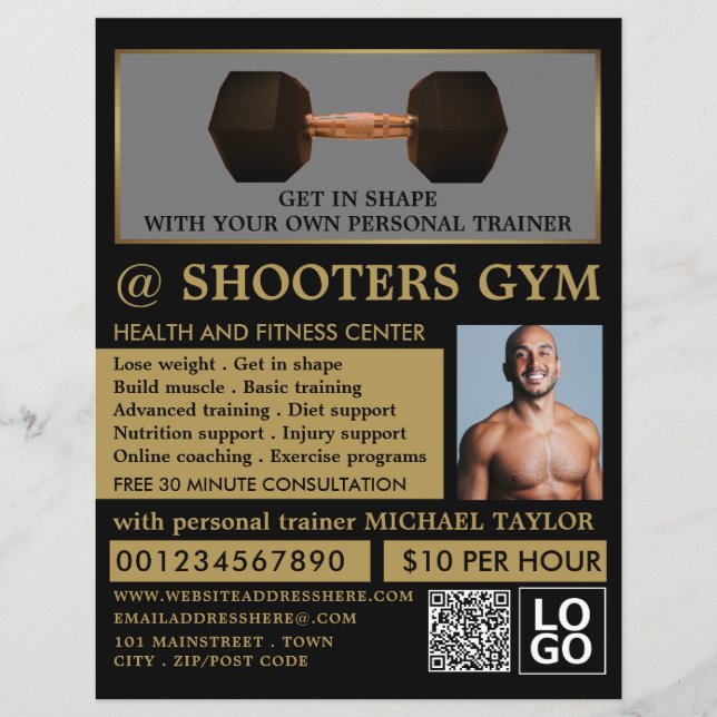 Dumbell Gewicht, Personal Trainer, Gymnastikwerbun Flyer (Vorne)