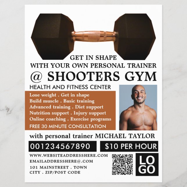 Dumbell Gewicht, Personal Trainer, Gymnastikwerbun Flyer (Vorne)