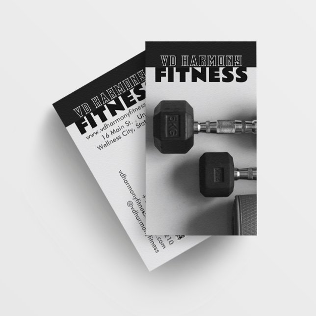 Dumbells Fitness Carte de visite noir blanc (Créateur téléchargé)