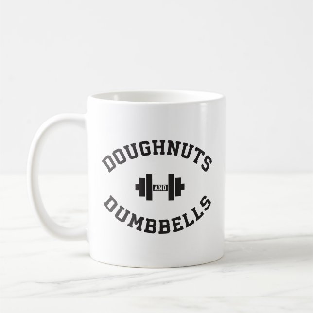 Dumbells und Doughnut - Funny Gym Workout Kaffeetasse (Links)