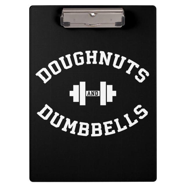 Dumbells und Doughnut - Funny Gym Workout Klemmbrett (Vorderseite)