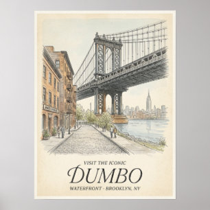 Dumbo Waterfront Skizze Brooklyn Poster