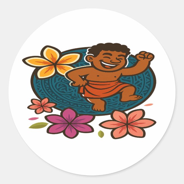 Dumi Happy Dancer Runder Aufkleber (Vorderseite)