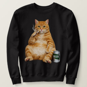 Dumm Cool Lustige Katze Meme Rauchende Katze Zigar Sweatshirt