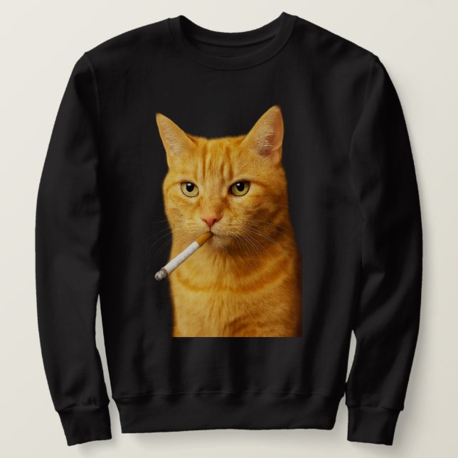 Dumm Cool Lustige Katze Meme Rauchende Katze Zigar Sweatshirt (Design vorne)