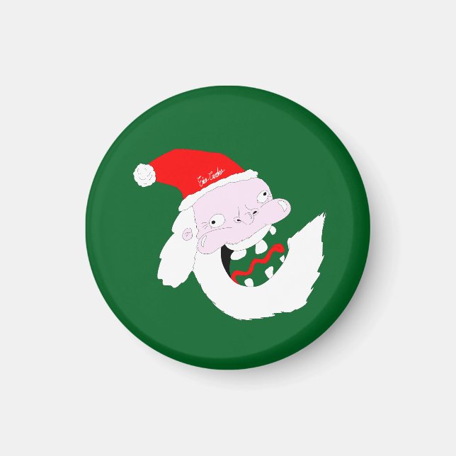 Dummer alberner Weihnachtsmann-Cartoon-Gesicht Magnet (Vorne)