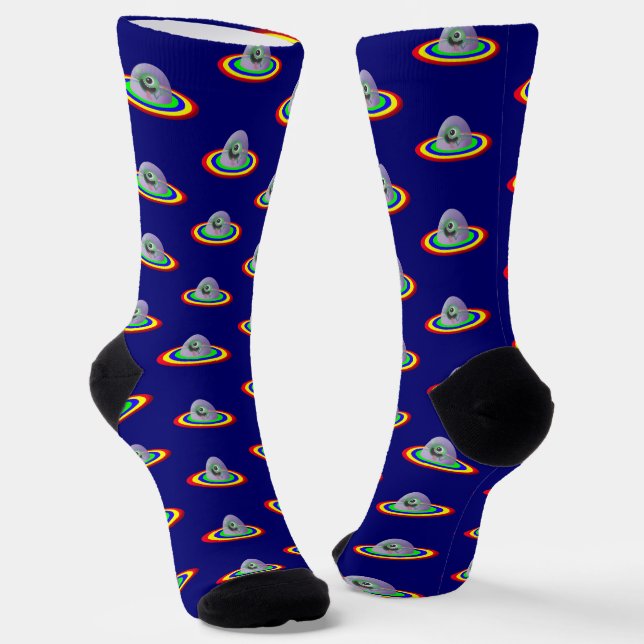 Dummer Alien und Raumschiff Socken (Gewinkelt)
