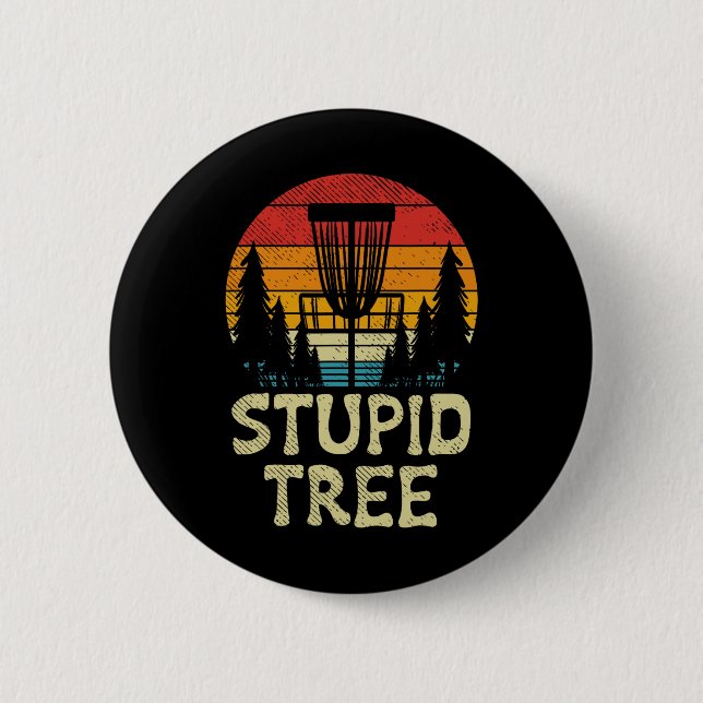 Dummer Baum Disc Golf Korb Retro Frisbee Golfen Button (Vorderseite)