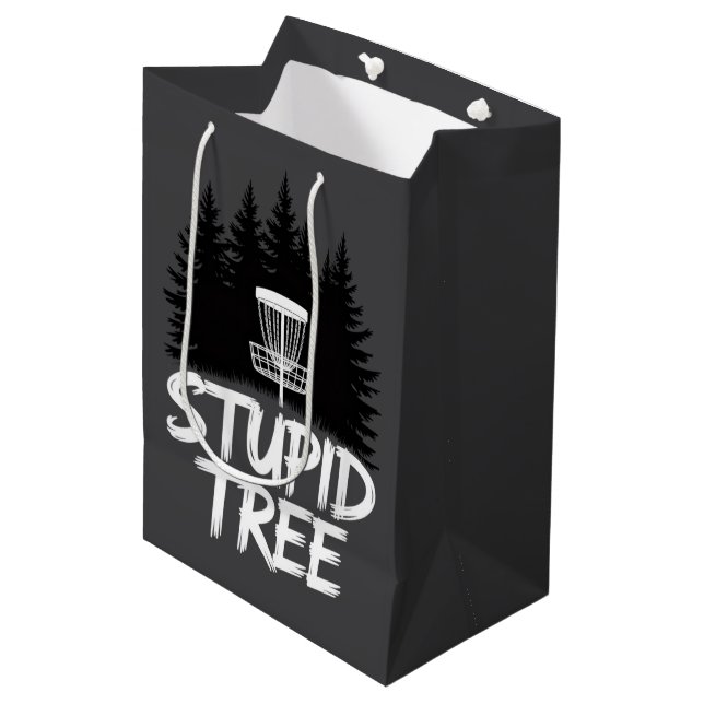 Dummer Baum Disc Golf Lustiger Frisbee Golf Golfer Mittlere Geschenktüte (Vorderseite Schrägansicht)
