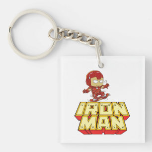 Dummer Chibi-Iron-Man beim Skateboardfahren Schlüsselanhänger