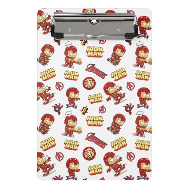 Dummer Chibi-Iron-Man-Nahtloses Muster - Superheld Mini Klemmbrett (Vorderseite)