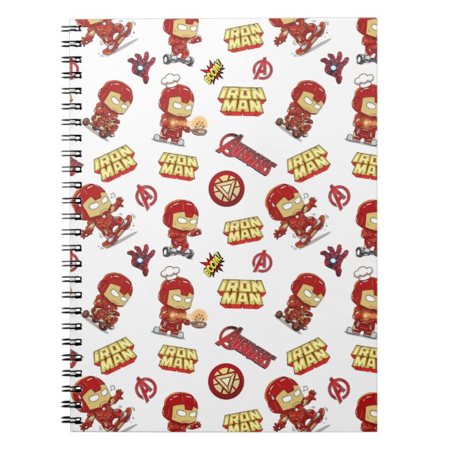 Dummer Chibi-Iron-Man-Nahtloses Muster - Superheld Notizblock (Vorderseite)