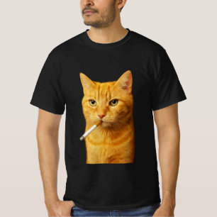 Dummer cooler lustiger Katzenmeme rauchende Katze  T-Shirt