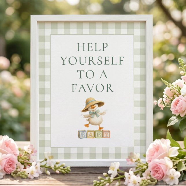 Dummer Gans1 Gingham Gefallen Baby Shower Schild (Von Creator hochgeladen)