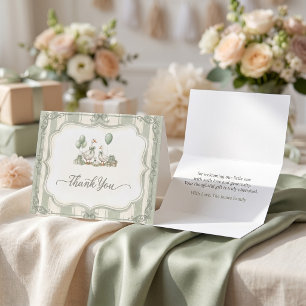 Dummer Gans Baby Shower Elegant Salbei-Schleife Dankeskarte