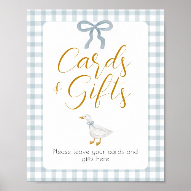 Dummer-Gans-Blau-Gingham-Karten-Geschenke-Tischsch Poster (Vorne)