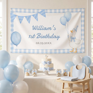 Dummer Gans Blaukarierter Jungengeburtstag Banner