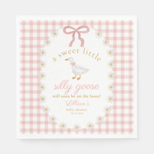 Dummer-Gans-Cottagecore-Rosa-Gingham-Baby-Party Serviette
