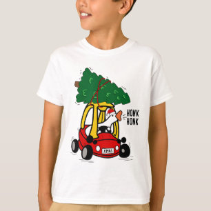 Dummer Gans fährt Spielzeugauto mit Weihnachtsbaum T-Shirt