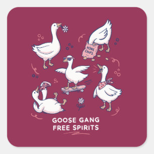 Dummer-Gans-Gang Lustiges-Gans-Shirt Quadratischer Aufkleber