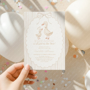 Dummer Gans Geschlechtsneutrale Beige Babyparty Einladung