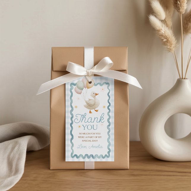 Dummer Gans-Gingham-Birthday-Geschenkanhänger Geschenkanhänger (Von Creator hochgeladen)