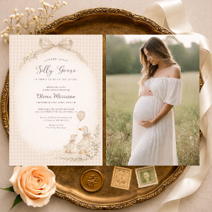 Dummer Gans-Gingham-Foto-Baby-Party  Einladung