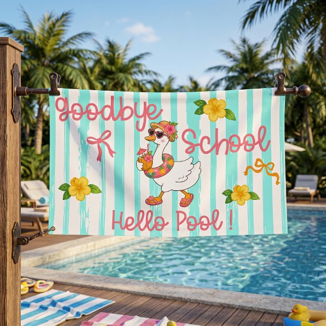 Dummer Gans Hallo Poolparty Streifen Banner (Von Creator hochgeladen)