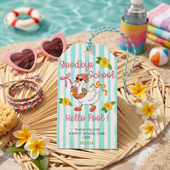 Dummer Gans Hallo Poolparty Streifen Geschenkanhänger (Von Creator hochgeladen)