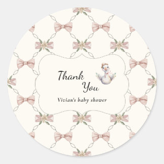 Dummer Gans Preppy-Bow-Baby-Party Runder Aufkleber