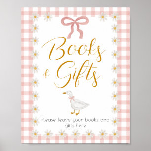 Dummer Gans Rosa Gingham-Babyshower-Geschenktisch Poster