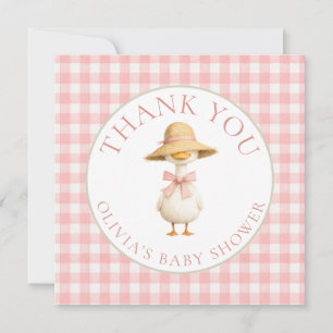 Dummer Gans Rosa Gingham Danke Baby Shower  Karte