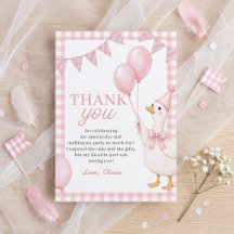 Dummer Gans Rosa Gingham Geburtstags-Dankeschön-Ka