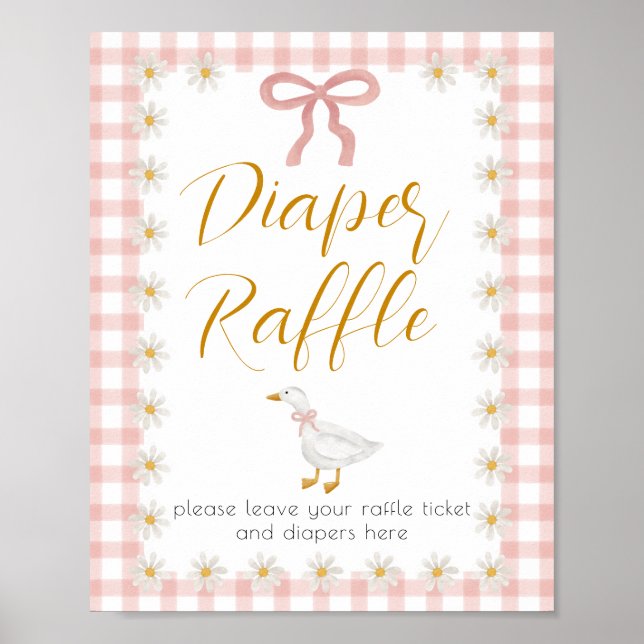Dummer Gans Rosa Gingham-Windelraffle-Schild Poster (Vorne)