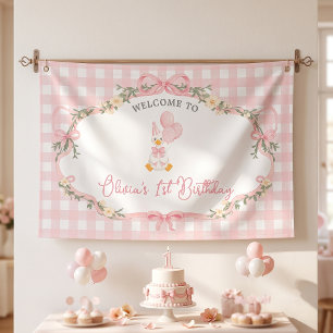 Dummer Gans Rosa Schleife Mädchen Geburtstag Banner
