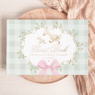 Dummer Gans-Sage-Rosa-Gingham-Baby-Party Gästebuch