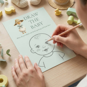 Dummer-Gans-Teal-Zeichne-das-Baby-Gamecard Einladung
