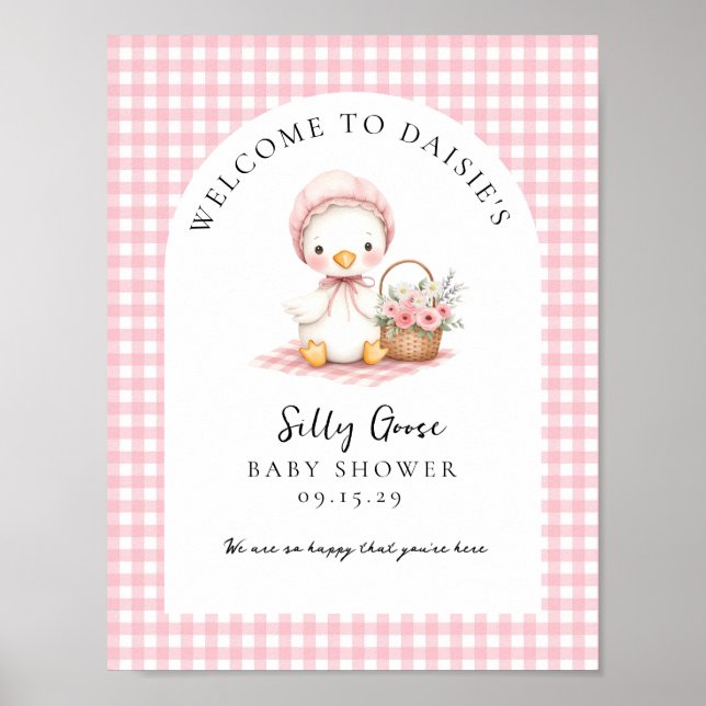 Dummer Gans Wasserfarben Mädchen Baby Shower Begrü Poster (Vorne)