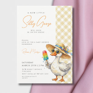 Dummer Gänschen Gelber Gingham-Hut Eis-Baby-Party Einladung