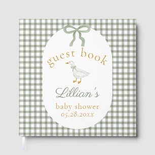 Dummer Gänschen Grün Gingham Cottagecore Babyparty Gästebuch