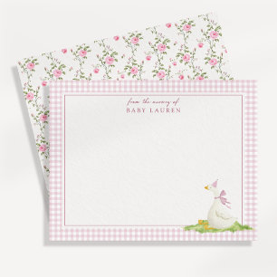 Dummer Gänschen Rosa Gingham-Kinderzimmer-Notizkar Einladung